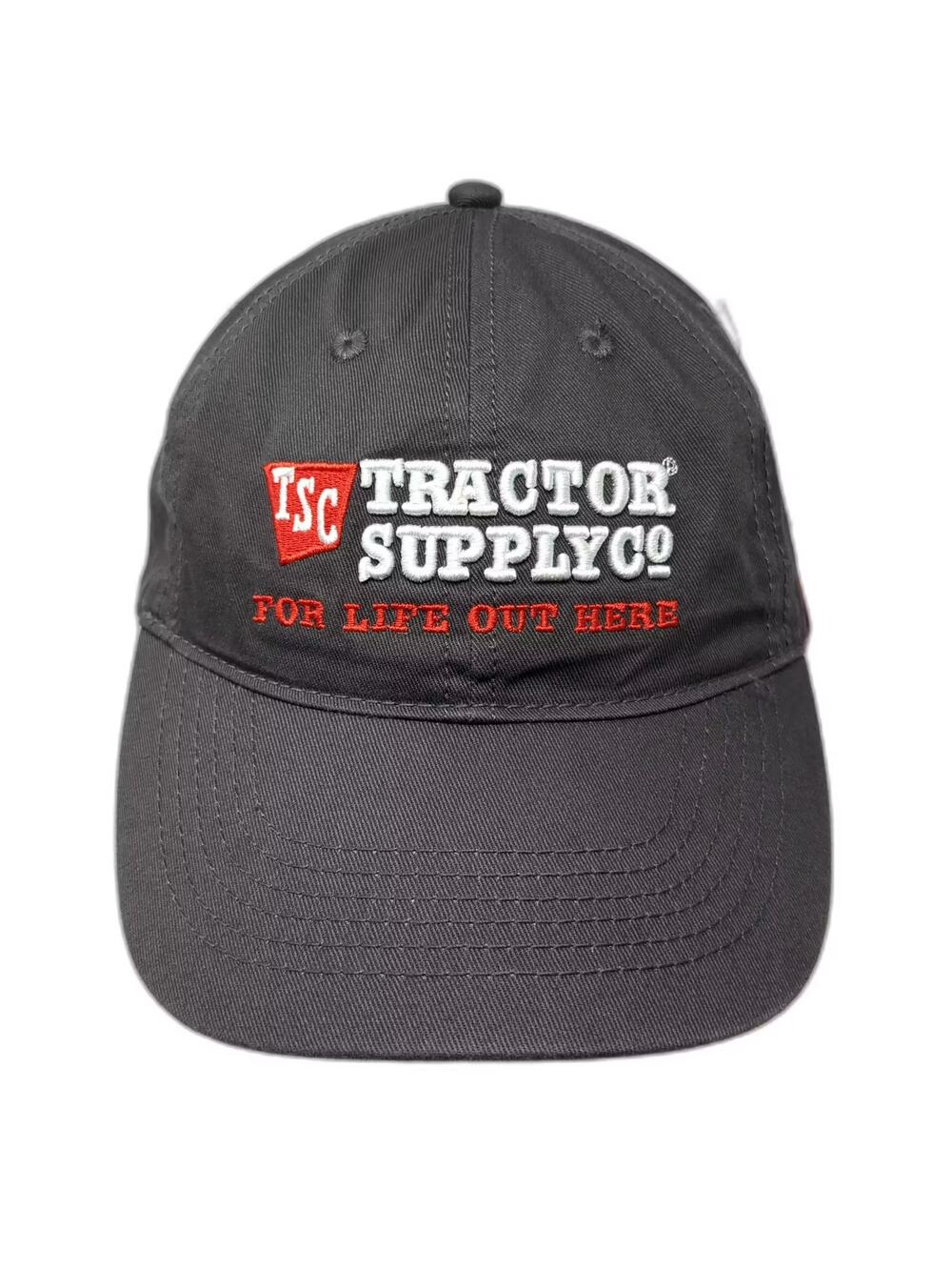 Tractor Supply Co Gray Baseball Cap One Size Adjustable Slideback TSC Logo Hat